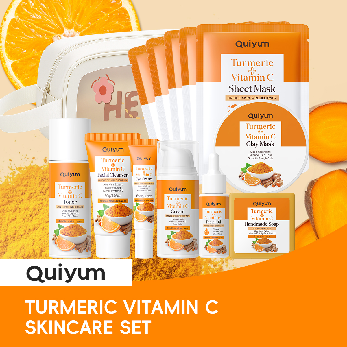 Skincare Vitamin C - QUIYUM 13Pcs Turmeric Vitamin C Facial